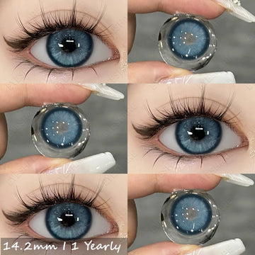 Qfdian New 1pair Colored Contact Lenses for Eyes Brown Contacts Lenses Fashion Blue Eyes Lenses Yearly Korean Gray Contacts
